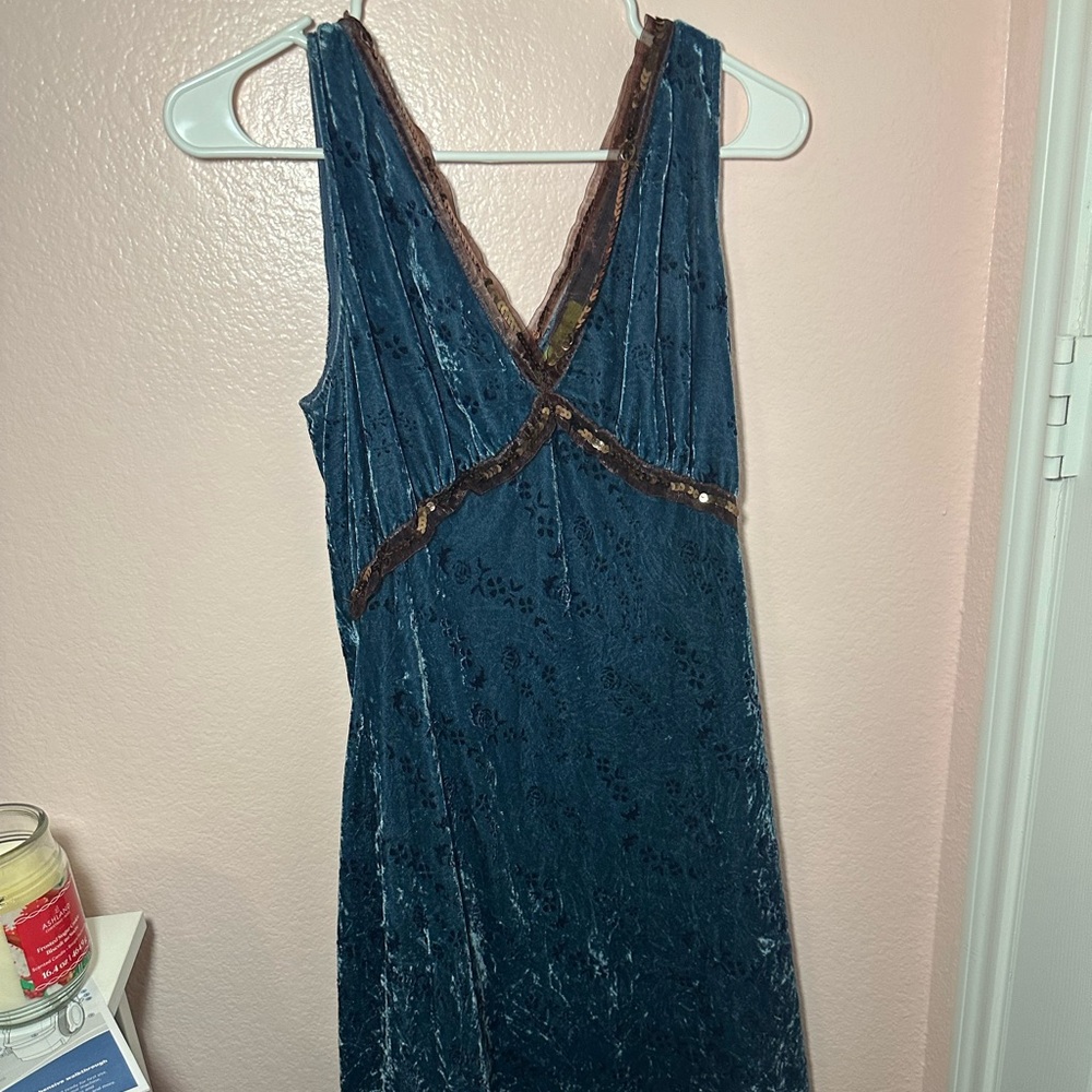 Blue suede dress